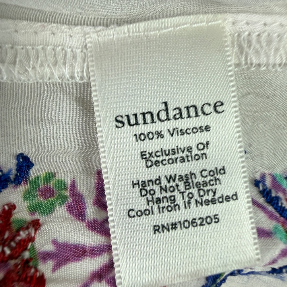 Sundance Laisella Kaftan Dress Womens S White Embroidered Tassel Ruffle Maxi - Picture 4 of 15